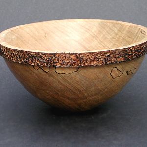Spalted Norway Maple Bowl w/ Textured and Burnt Rim