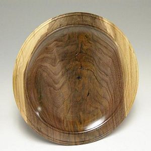 Walnut crotch platter with feather grain