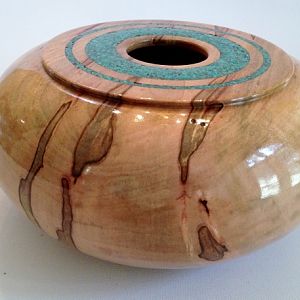 Ambrosia Maple and Turquoise Hollow Form