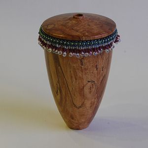 Spalted Beech hollow form with beadwork