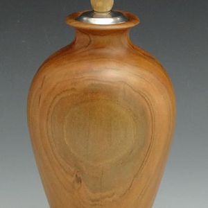 Cherry Vase with Canary and Alminum Finial