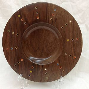 Walnut Platter with Colored Pencils