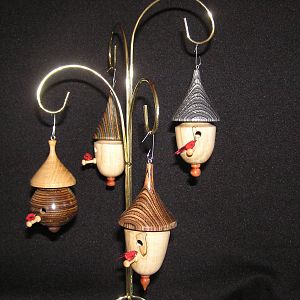 Christmas birdhouse ornaments
