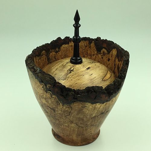 NE burl box with top and finial