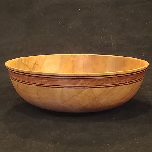Maple bowl with Padauk burnished highlight