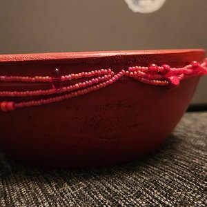 Red Bowl With Beads