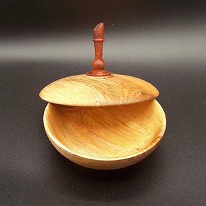 Lidded bowl, 2023, displayed "open"