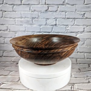 English walnut bowl with flared rim and decorative bead