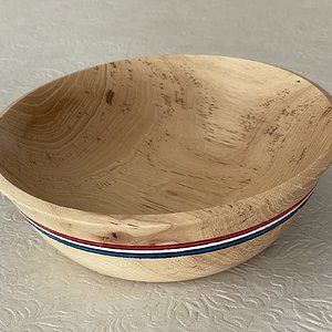 Pecan bowl embellished with patriotic color