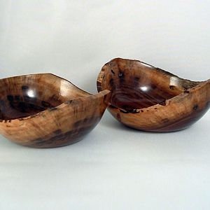 Pair of NE walnut bowls