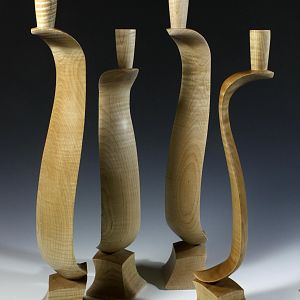 Candle Holders, Curly Maple, Split Turnings