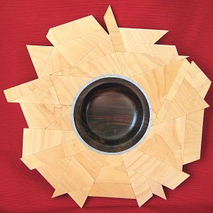 Jagged segmented maple platter with rosewood center and aluminum dust ring