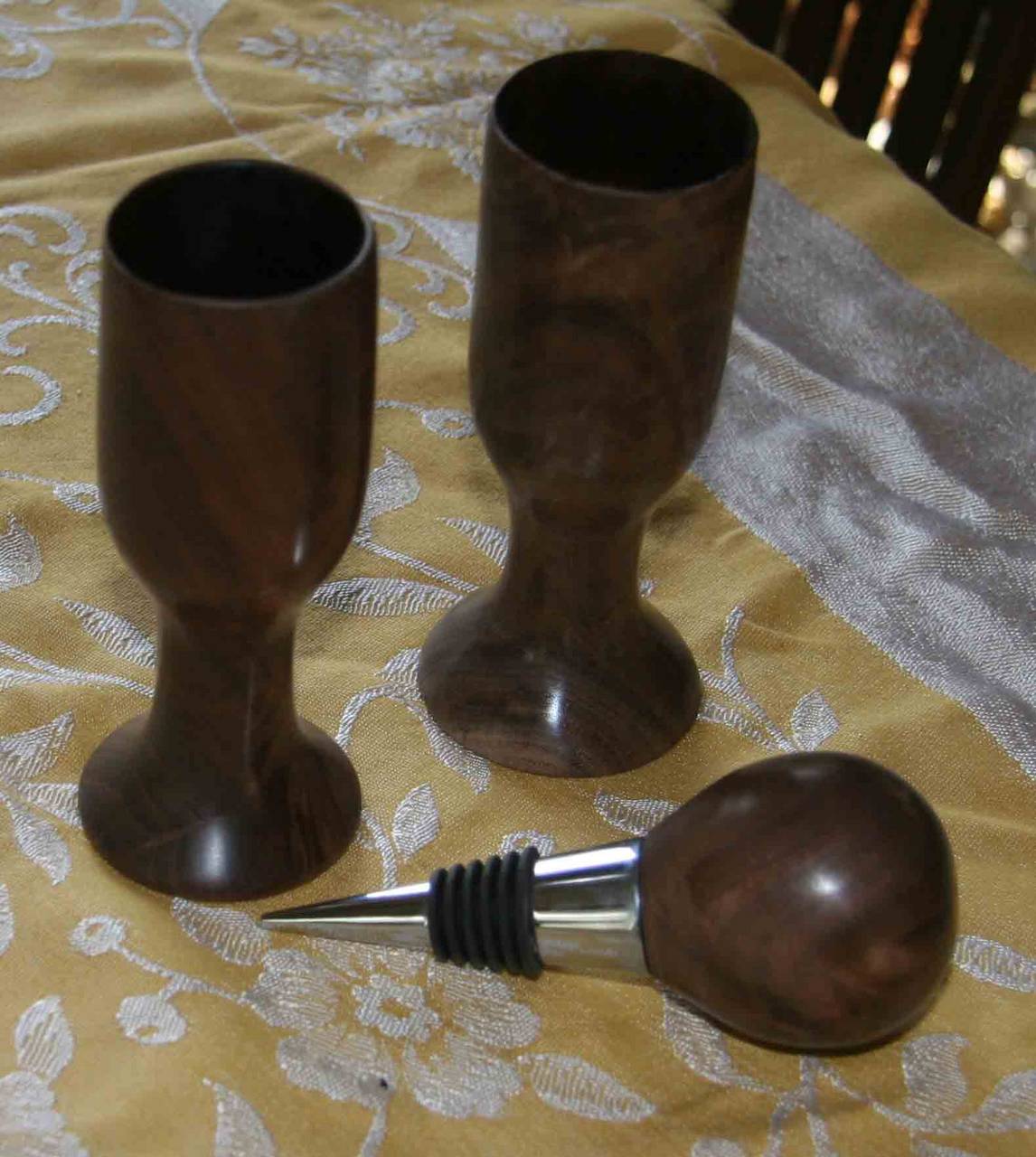 A Cordial and bottle stopper in walnut