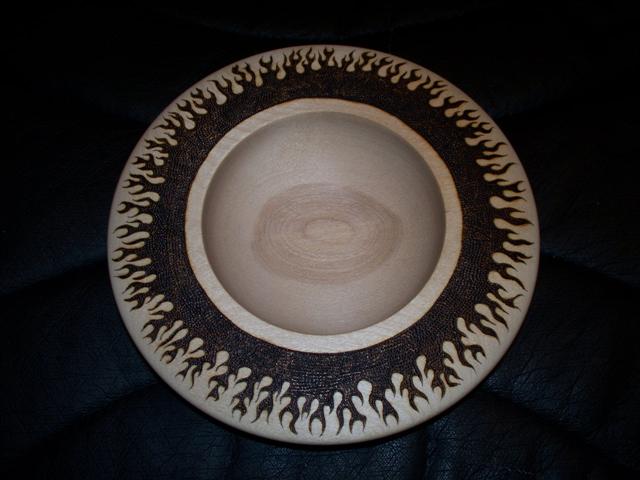 Birch dish with "Flame-pyrography"