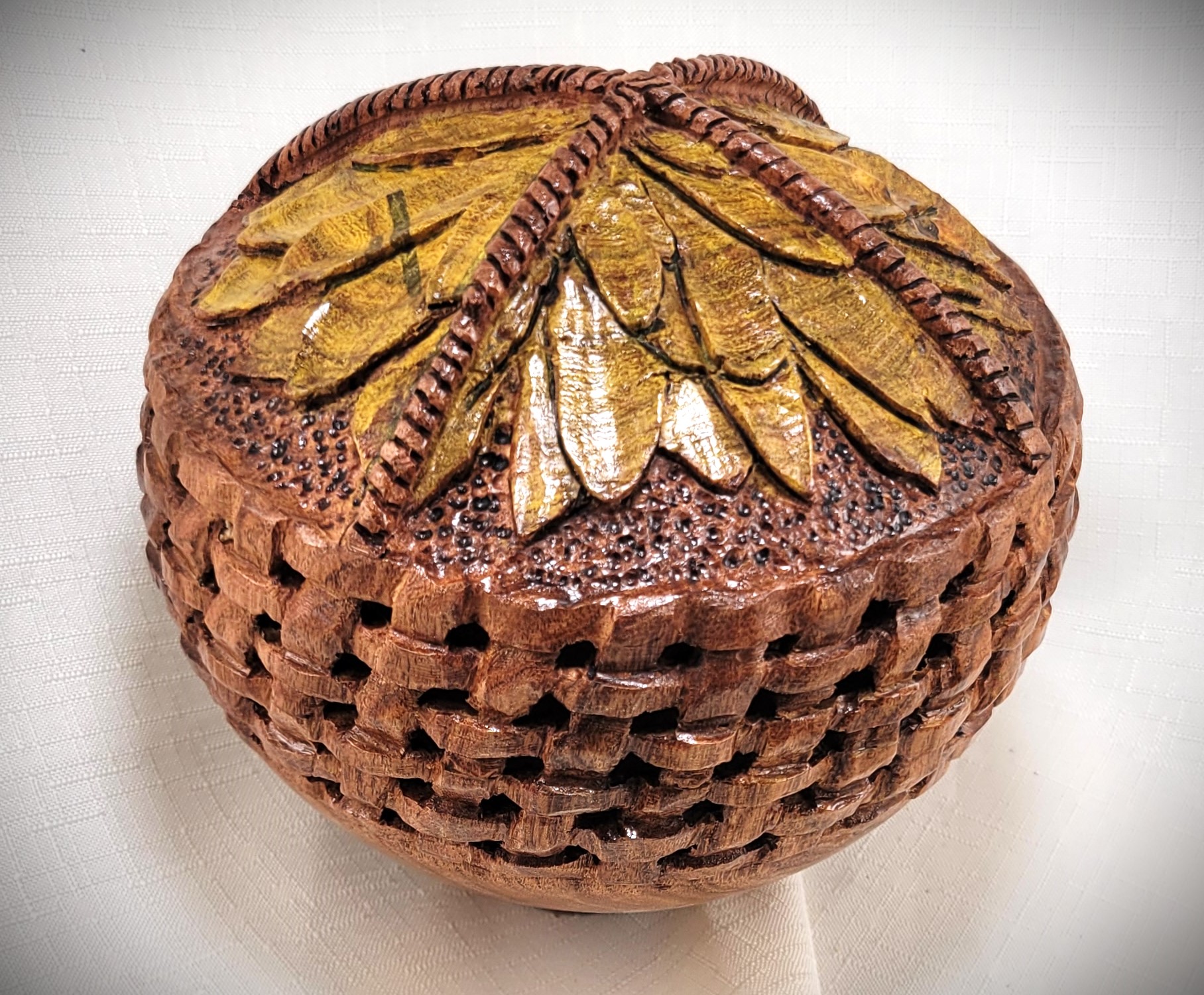 Carved Hollowed Mesquite Sphere 2