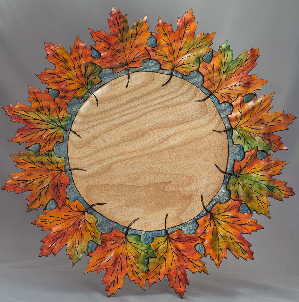 Carved Maple Leaves in Oak