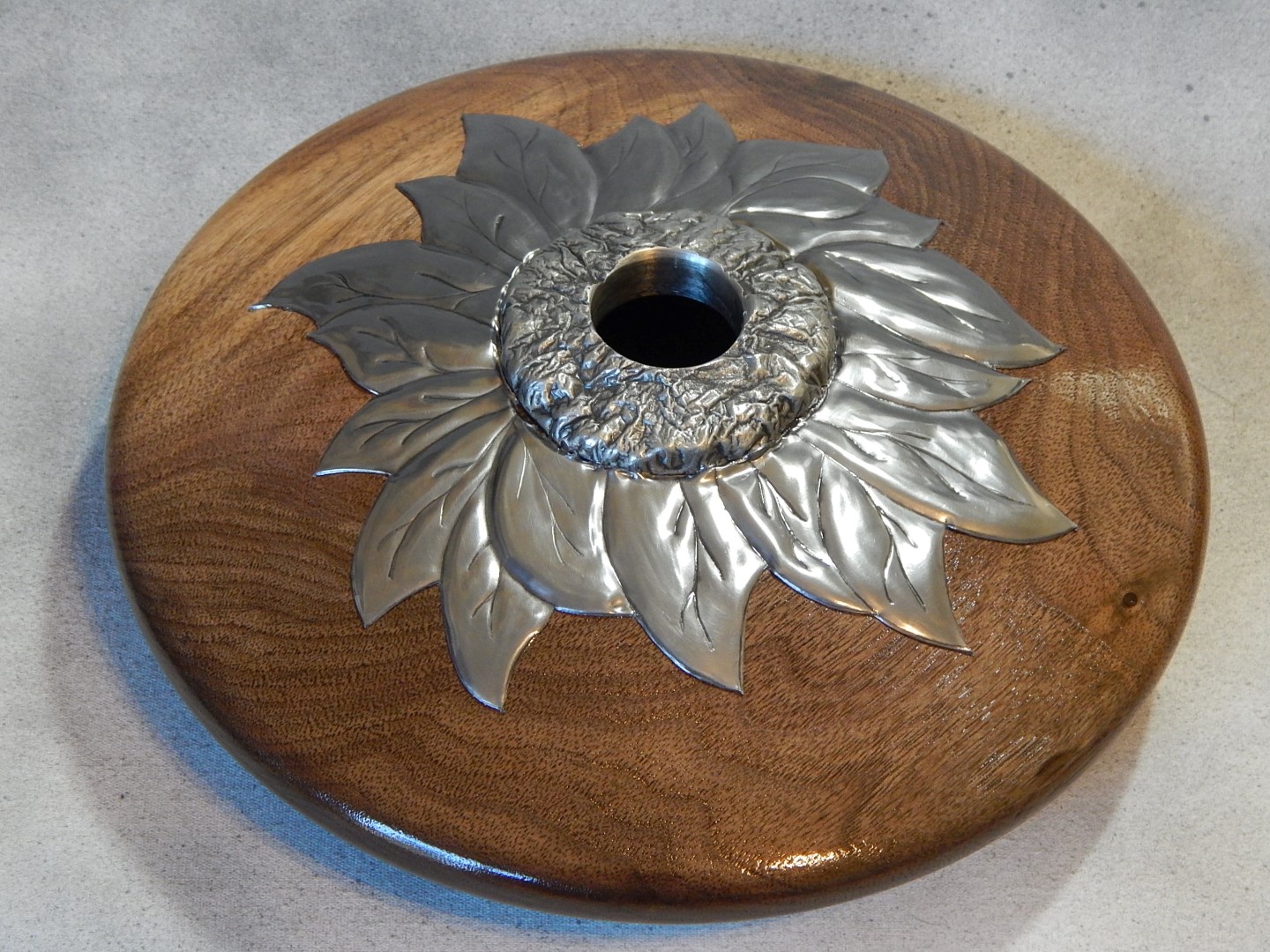 Ebossed Pewter Flowers With Cast Collar