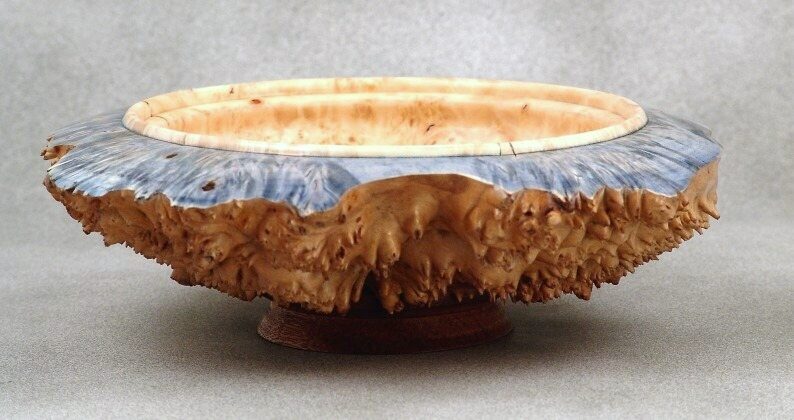 Maple Burl Bowl with Dyed Rim