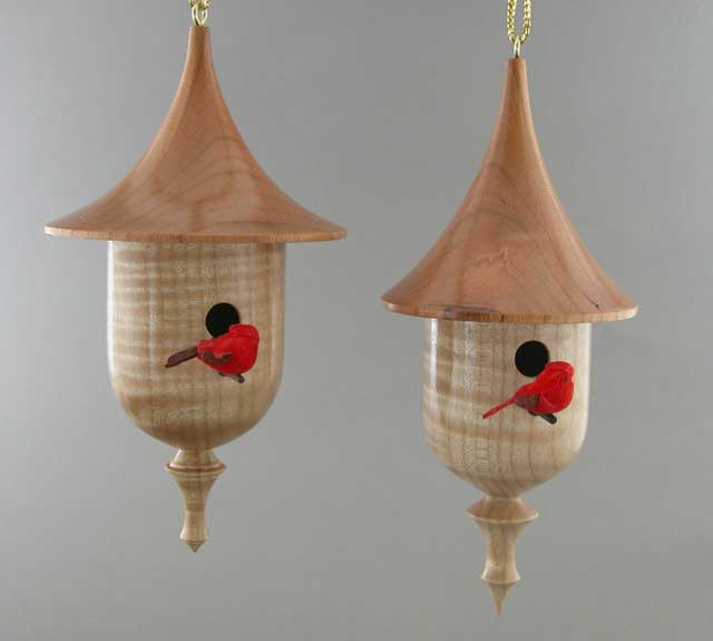 Maple & Cherry Birdhouses Ornaments