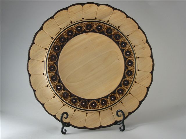 Maple Platter-Carved, burned, textured