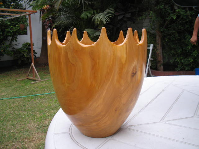 Olive wood vase  9x10"