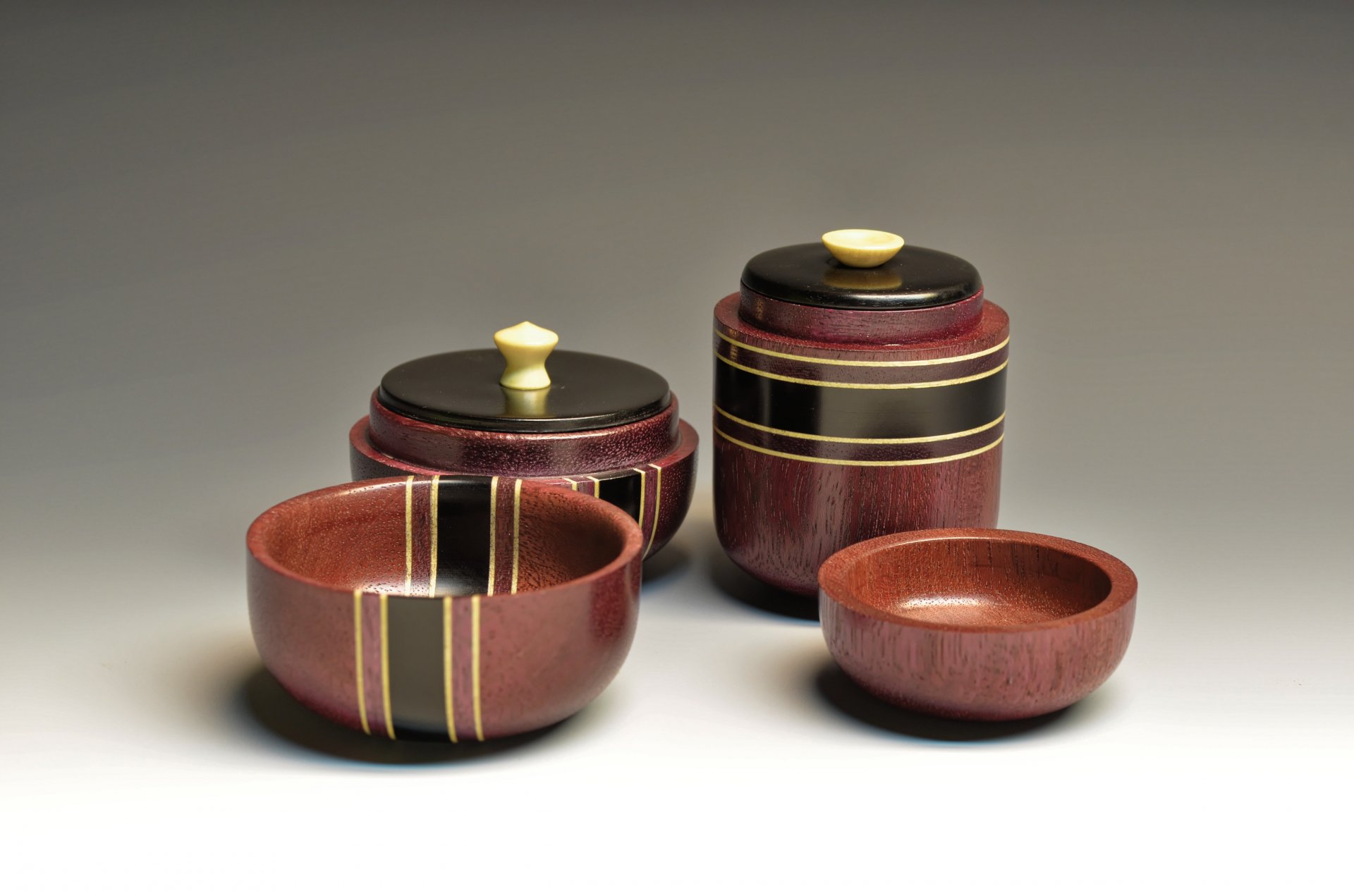 Pair of double lidded boxes
