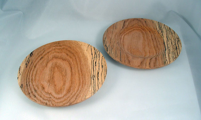 Pair of plates, spalted oak