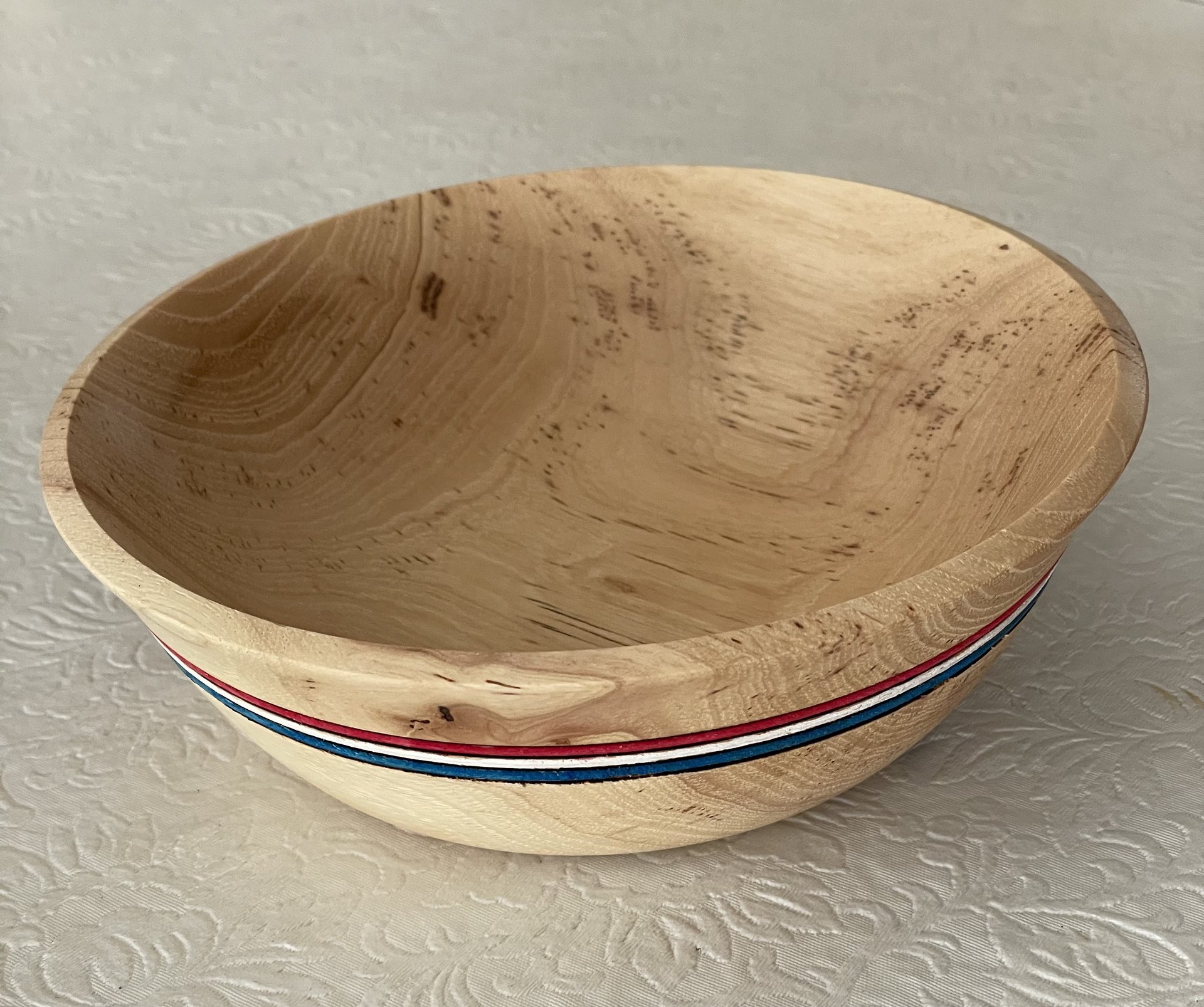 Pecan bowl embellished with patriotic color