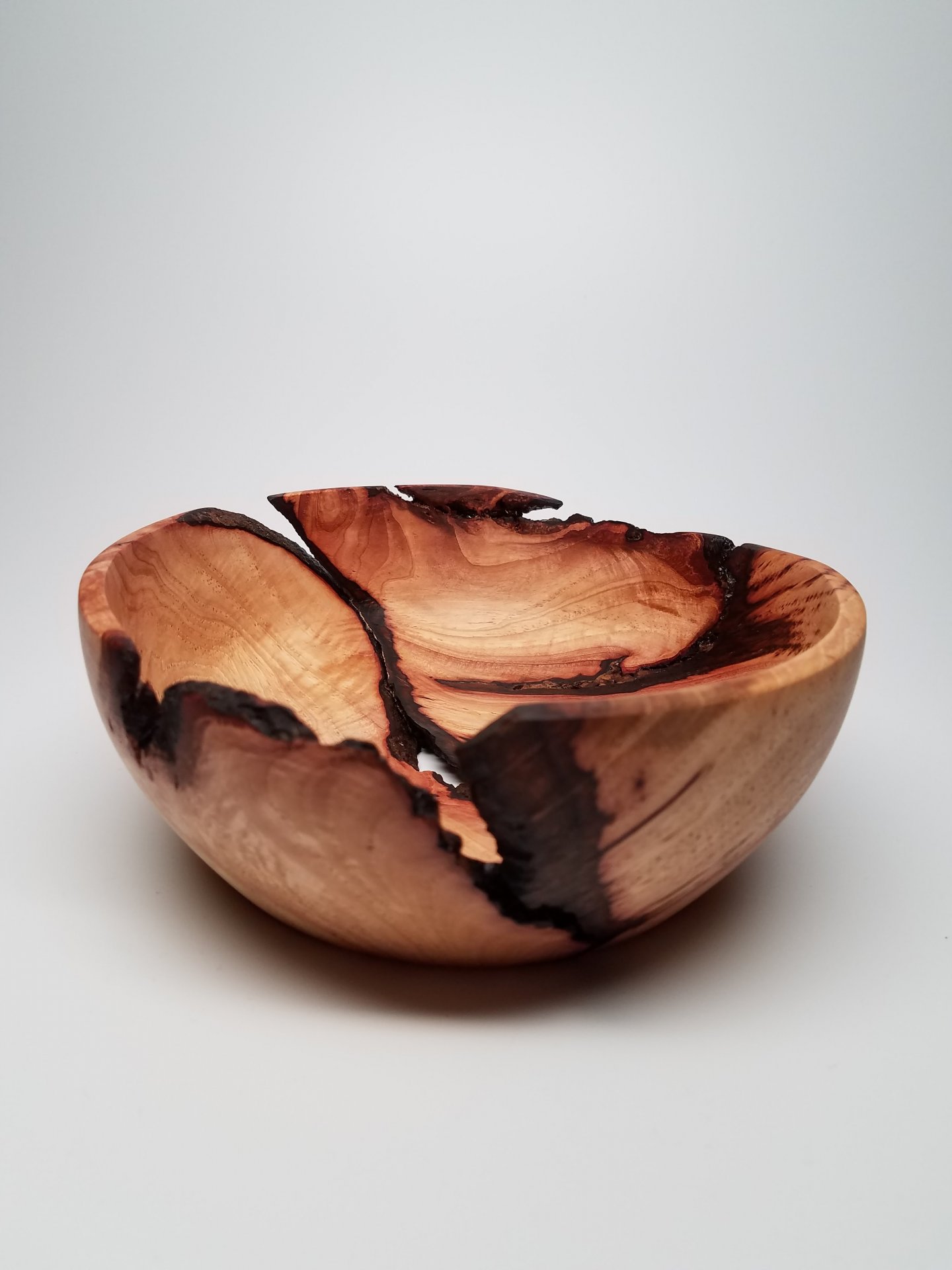 Pecan bowl with bark inclusion
