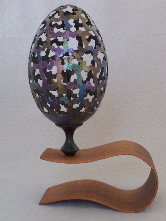Pierced Egg Shell Ornament w/ stand