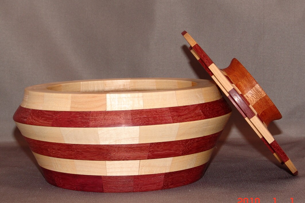 Purple Heart & Maple Bowl with Lid