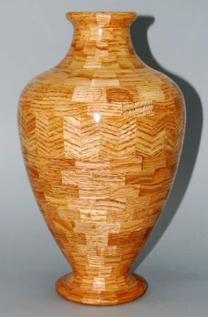 Reclaimed oak flooring segmented vase