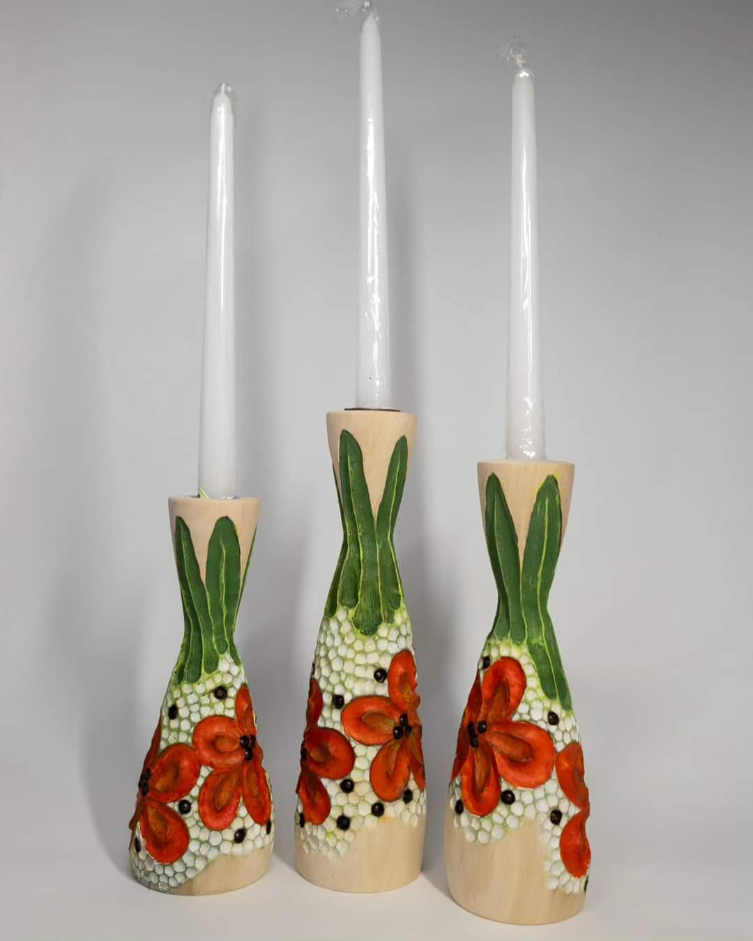 Red Flower Candle holders