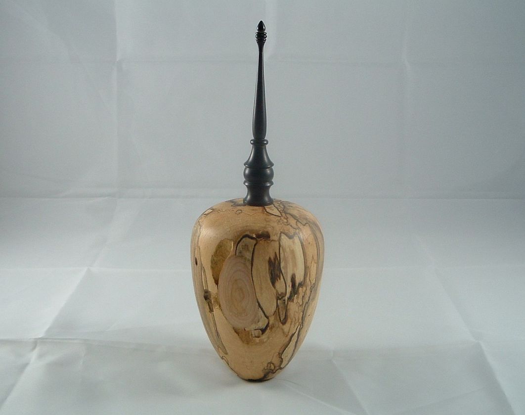 Spalted maple and african blackwood finial