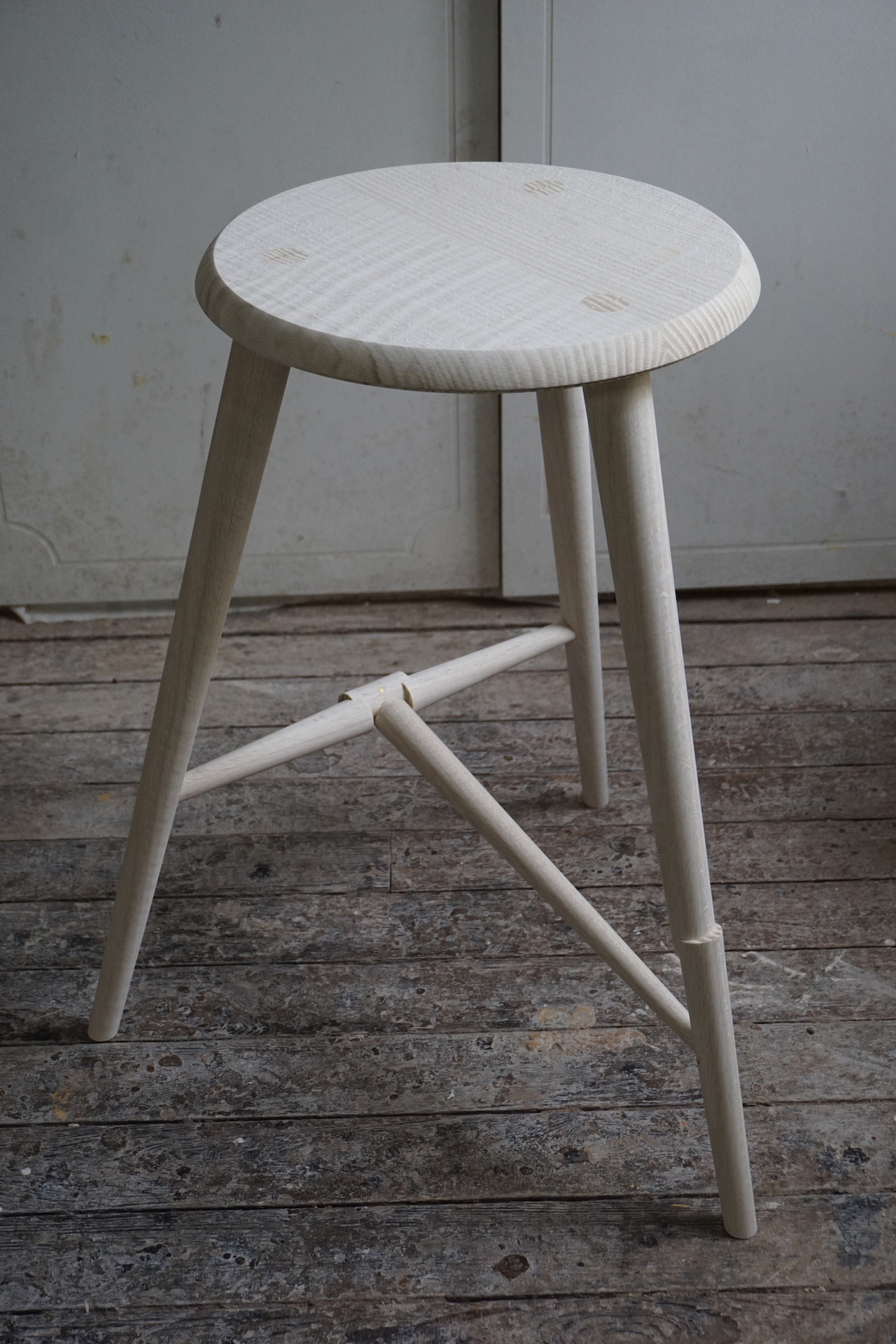 Tall bleached oak stool