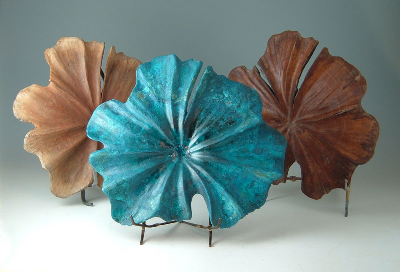 Three Lilies - Iron, Bronze & Wood