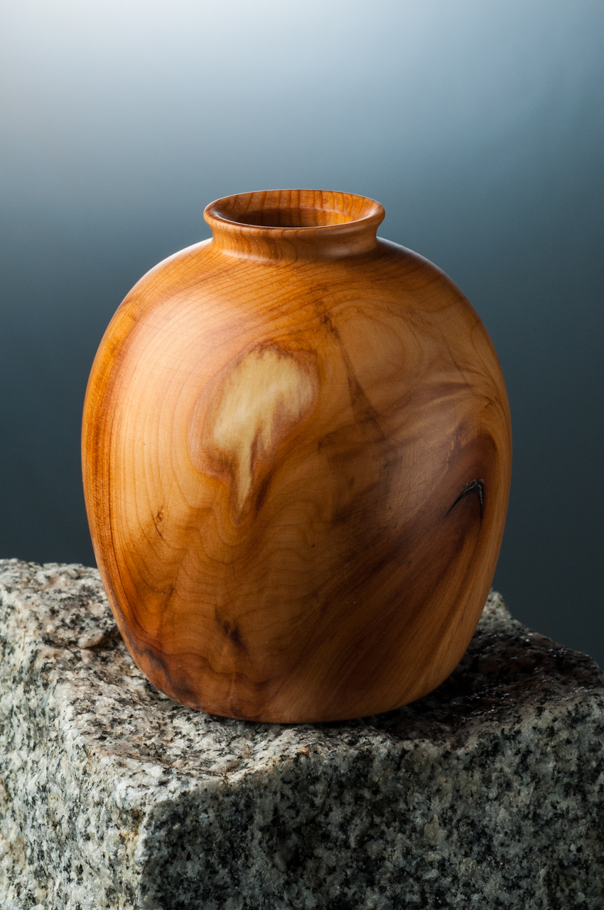 Yew hollow form, 3” wide, 3 ½” tall