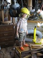 Tom ready for some woodturning.JPG
