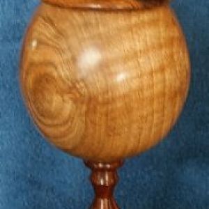 Lidded Walnut and Cocobolo Pedestal Box