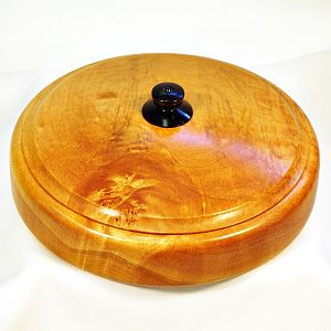 Lidded Maple Box w/Burl Figure & African Blackwood finial 1205-3 Open