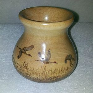 Small pot with pyrography