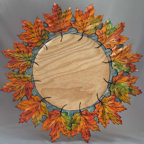 Carved Maple Leaves in Oak