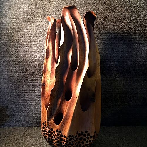 Carved Walnut Vase