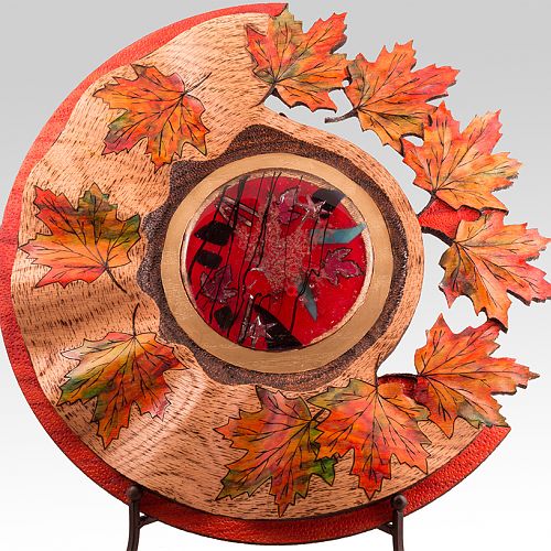 Maple Leaf 3D Platter with Glass