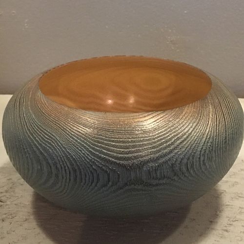 Black locust bowl textured and multi colored