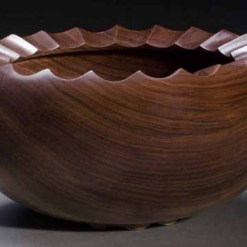 Fluted walnut bowl