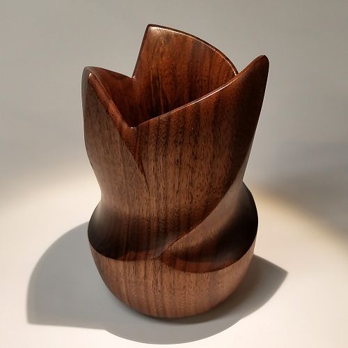 Twisted Walnut Vase