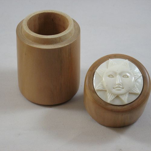 Pill Box w/Carved Bone Inlay