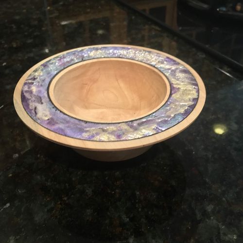 Maple Finger Bowl with Jo Sonjay irridescent painted rim