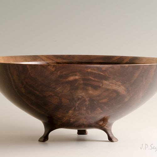 Footed Walnut Bowl